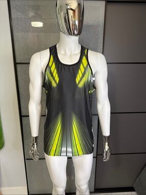 Men's Black Tank Top with Neon Yellow Graphic